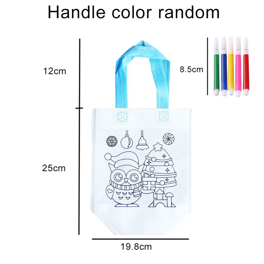1PC DIY Graffiti Non-woven Bag with Coloring Marker Carnival Animal Art Party Goodie Bag for Kids Eco Reusable Mini Shopping Bag