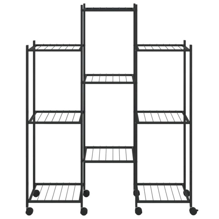 343124 vidaXL Planter with Wheels 83x25x103.5 Cm Black Iron