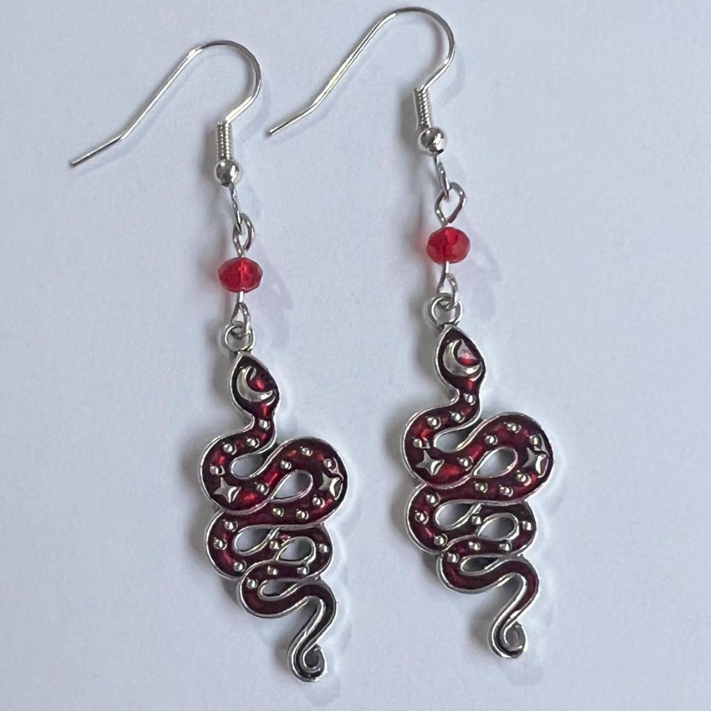 Vintage Gothic Snake Star Moon Earrings, Statement Drop Earrings Jewelry