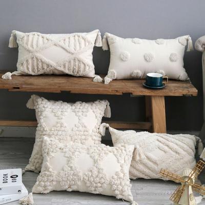 Pack of 2 Faux Wool Throw Pillow Covers Decorative Farmhouse Velvet Couch Pillow Case Soft Plush Square Boho Cushion Pillowcase