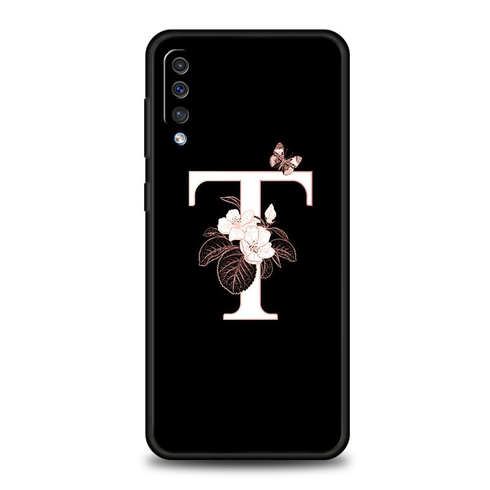 

Чехол для телефона Samsung Galaxy A56 A54 A42 A36 A34 A26 A16 A12 A20 A22 A40 A50 A52 A06 5G Мягкий ТПУ Чехол Цветы Первая Буква Samsung A70
