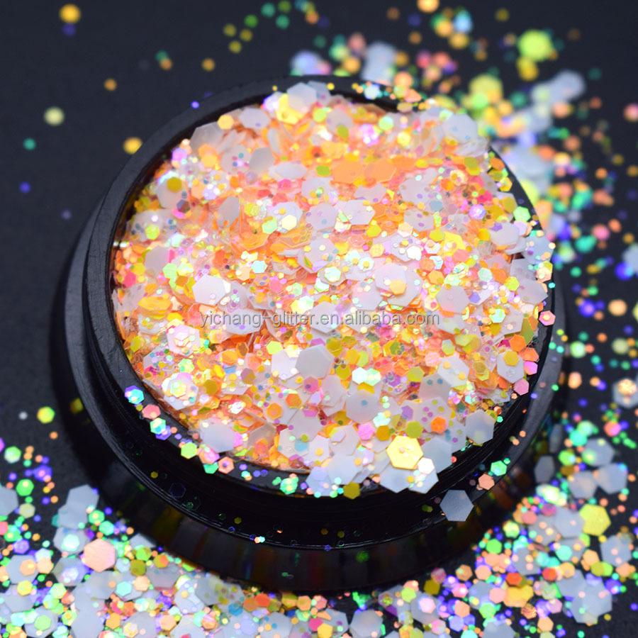New Spring Summer Beach Glitter Bulk Polyester Glitter Mix Chunky Orange Pink Epoxy Tumblers Glitter