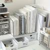 1pc Plastic Book Stand Organizer with Multiple Compartments - Clear Desktop File Holder for Office, Home, Bookshelf Decorations