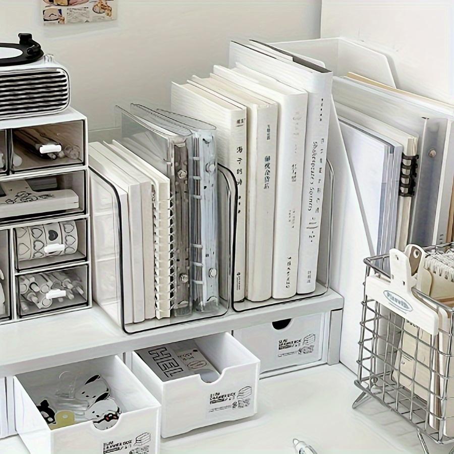 1pc Plastic Book Stand Organizer with Multiple Compartments - Clear Desktop File Holder for Office, Home, Bookshelf Decorations