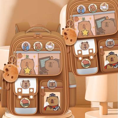Capibala Schoolbag Unisex Large-capacity Cute Capybara Backpack Durable Lightweight Backpack for Primary and Secondary School Students