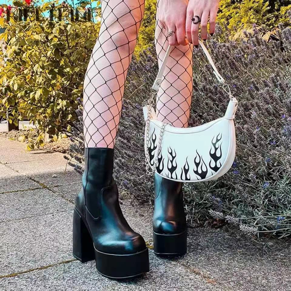 Large Size Square Head Boots Women's Thick Heel Thick Bottom But Knee Skinny Boots High Knight Boots Women