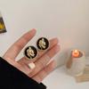 Black retro flower butterfly earrings temperament high-end stud earrings fashion niche versatile light luxury earrings