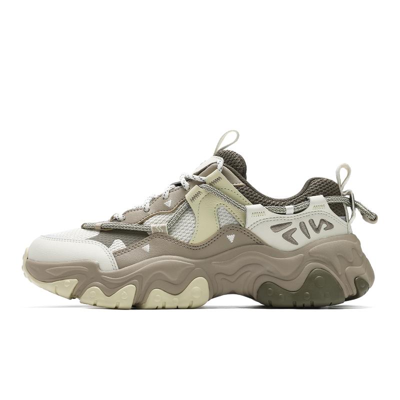 FILA Cat Paw 5 Coverage Low top Chunky Sneakers Women s White Gray Brown F12W442115FWG 36.5