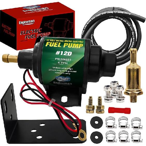 12D Micro Electric Diesel Fuel Pump Universal 5/16 Inch Inlet And Outlet 12V 1-2 A, 35 GPH, 4-7 PSI