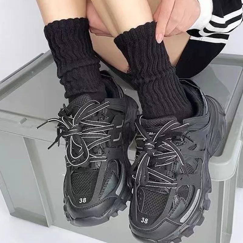1/2pairs Lolita Long Socks Women Autumn Winter Solid Color Knitted Warm Tube Sox Ladies Crochet Sox Boot Cuffs Stockings