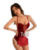 Seductive Christmas Lingerie Set: Flirty Suspender Dress for Women with Small Chest