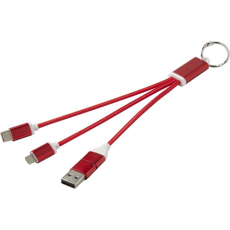 4 in 1 Recycled Aluminium Keyring Charging Cable