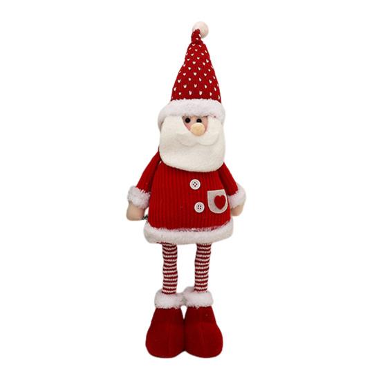 Yousheng Christmas Plush Doll Decoration Stuffed Standing Snowman/Santa Claus/Elk Figurine with Retractable Long Leg for Holiday Winter Home Table