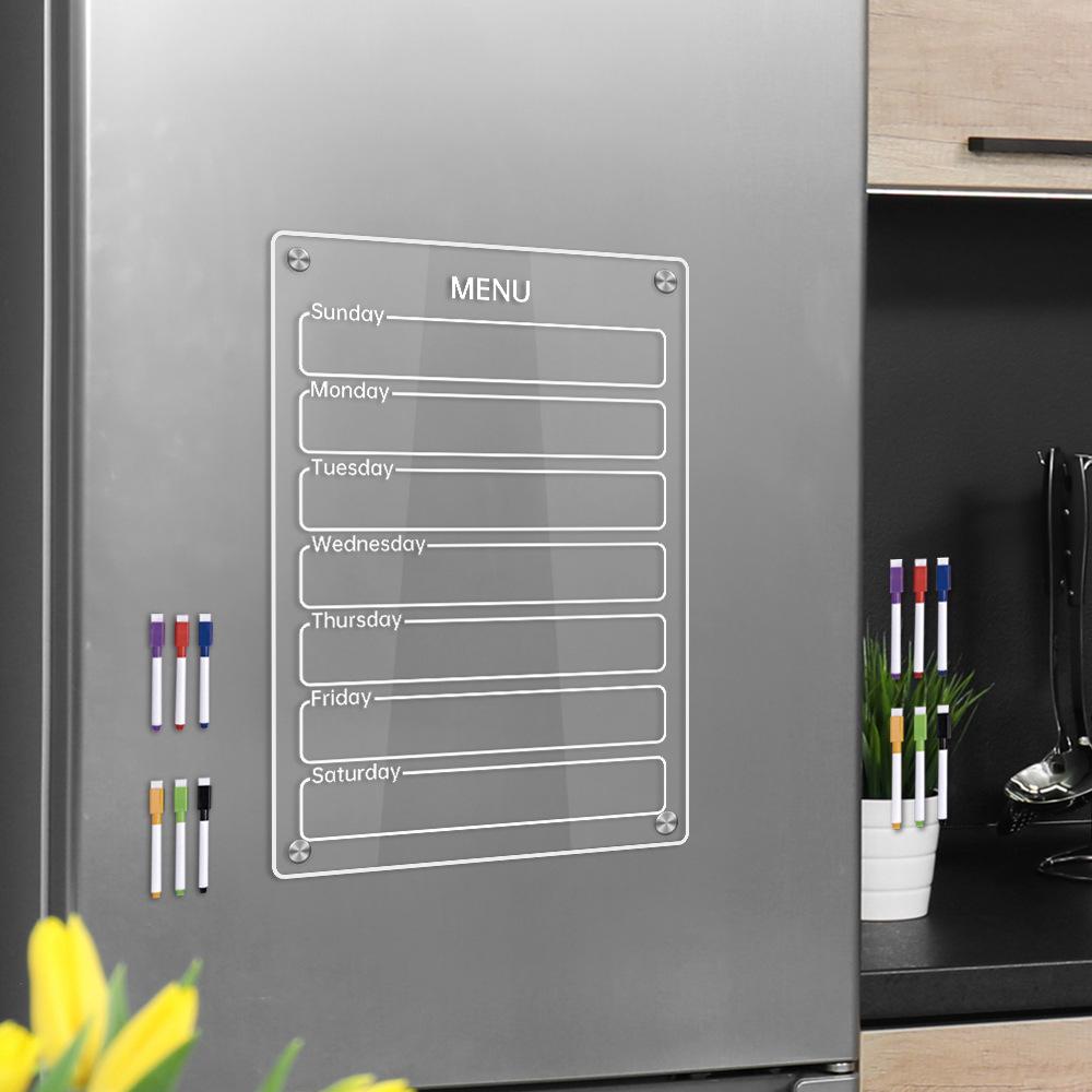 Planificator Săptămânal Tablă Magnetică Acrilică Transparentă pentru Scris 8,27x11,7in Tablă de Scris Frigider Reutilizabilă Plan