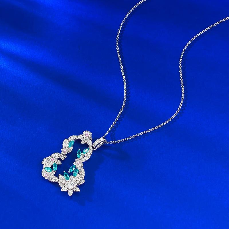 Vine Flower Wrapping Gourd Necklace Paraiba Exquisite Textured Fulu