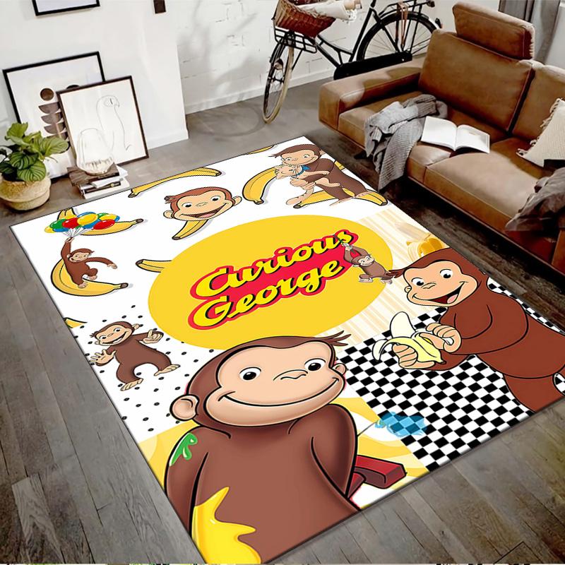 1pc Curious George (9) Design Printed Area Rug Carpet for Bedroom Living Room Home Decor Rugs Mat Non Slip Mat Rug for Bedside