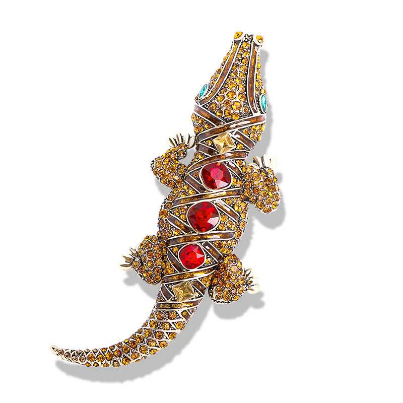 Rhinestone Crocodile Brooch Men s Suit Animal Corsage Suit Business Pin Decorative Accessories Trendy Versatile Collar