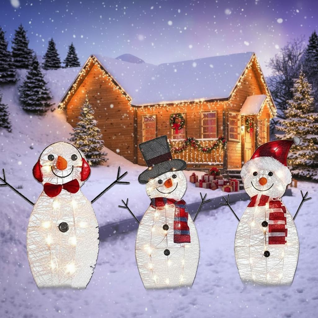 Decorazione Giardino/Prato Pupazzo di Neve di Natale Acrilico 2D con Luce LED Pupazzo di Neve Luminoso Ornamento Decorazioni Esterno Casa Natale