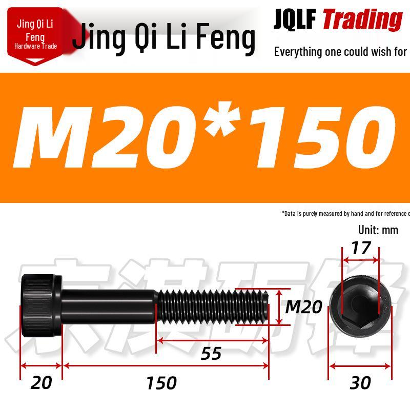 M20-M27 High Strength Blackened Hex Socket Head Cap Screw with Knurled Cylindrical Half Thread