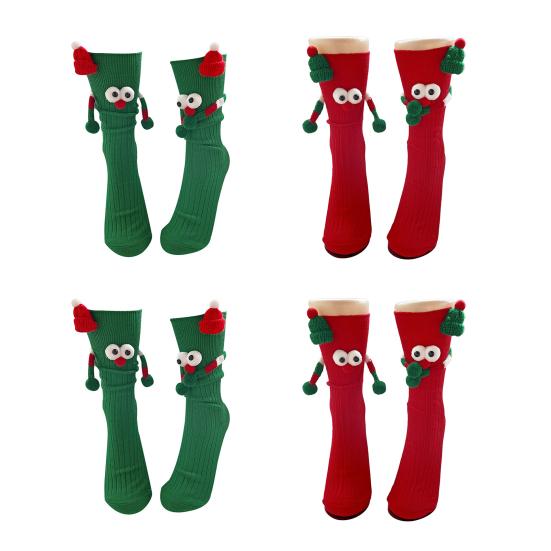 Christmas Cartoon Socks Men Women Stretchy Funny Socks Magnetic Suction 3D Doll Couple Socks for Winter Gift Christmas Parties