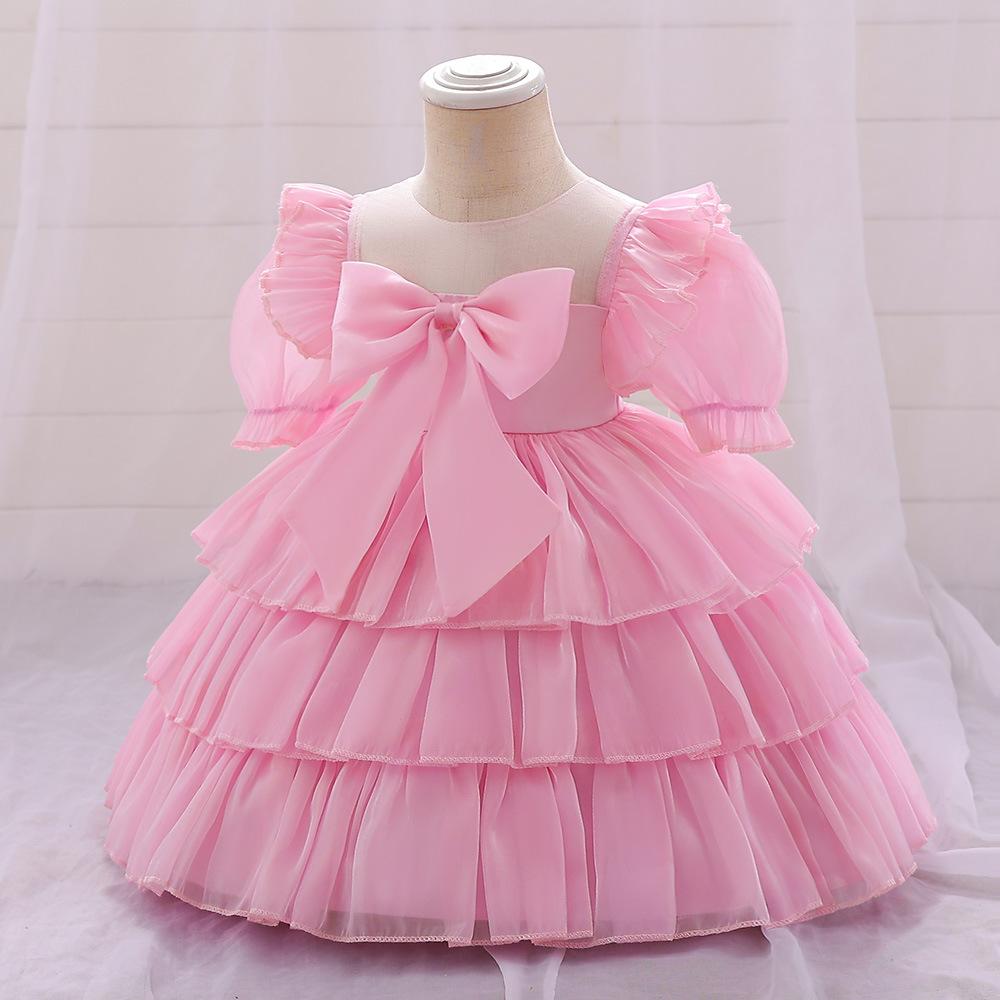 Neugeborene Kleinkind Kleidung Taufe Prinzessin Party Kostüm Baby Mädchen Kleidung Festzug Große Schleife 1. Geburtstag Kleid Für Kurzarm Kleider