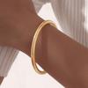 Stainless Steel Polished Cuff Bracelet for Women Silver Gold Color Wristband Plain Slip Bangle Stackable Bracelets Chic Jewelry
