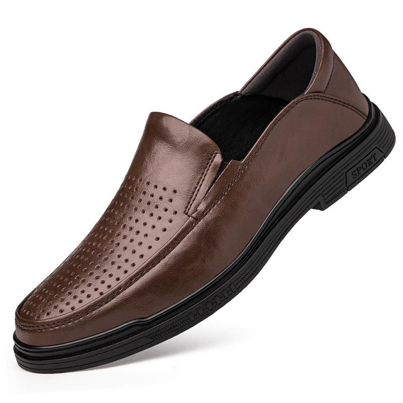 

Мужская кожаная обувь 2025 новая кожаная деловая повседневная обувь мужская черная закрывающая ногу обувь для папы дышащая маленькая кожаная обувь 45