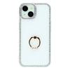 For iPhone 14/13 Case with Ring Kickstand Rhinestone Edge TPU+PC IMD Phone Cover