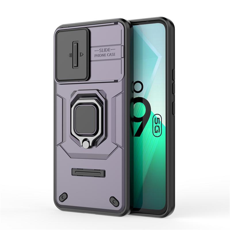Stoßfeste Hülle für Vivo iQOO Z9 Hülle für Vivo iQOO Z9 5G Ringhalter Magnetische Rückseite für Vivo iQOO Z9 Z 9 Schiebefenster-Hülle