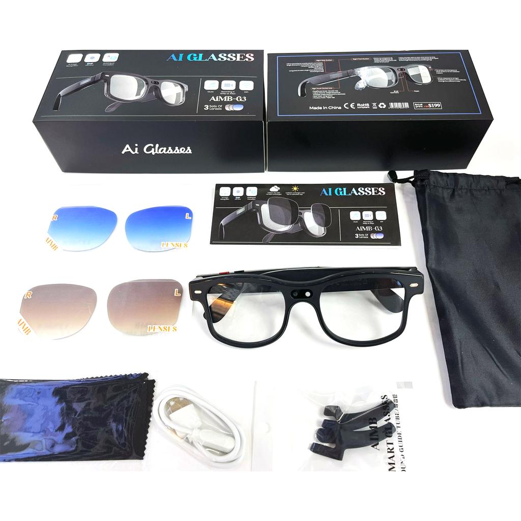 Audio BT Camera Glasses Real-Time 160 Language Translation Color-Change Len HD Smart Glasses Video Recording Glasses for Outdoor