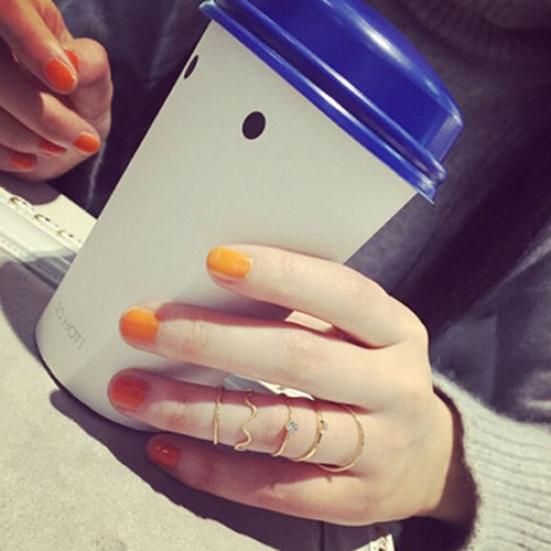 5Pcs/Set Band Ring Wave Stack Above Knuckle Midi Rings Lady Jewelry Charm