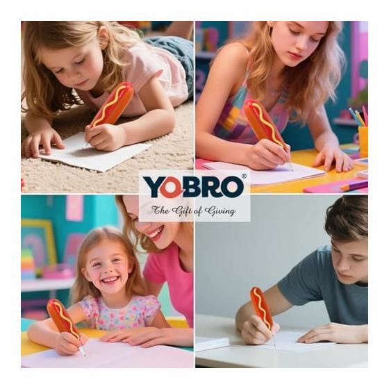 YOBRO Hot Dog Pen, Squishy Gel Pen, Fun Stationery, Novelty Gift for Kids, PU Material, Comfortable Grip, Stress Relief Item, Event Prize