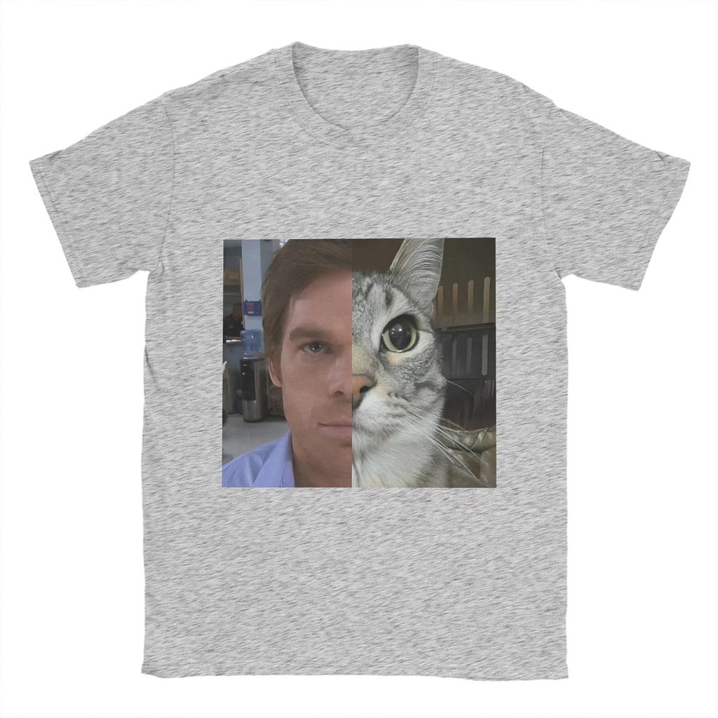 2025 Summer Hota Sale Hipster Dexter T-Shirts for Men O Neck Pure Cotton T Shirt Morgan Cat Short Sleeve Tees Summer Clothing