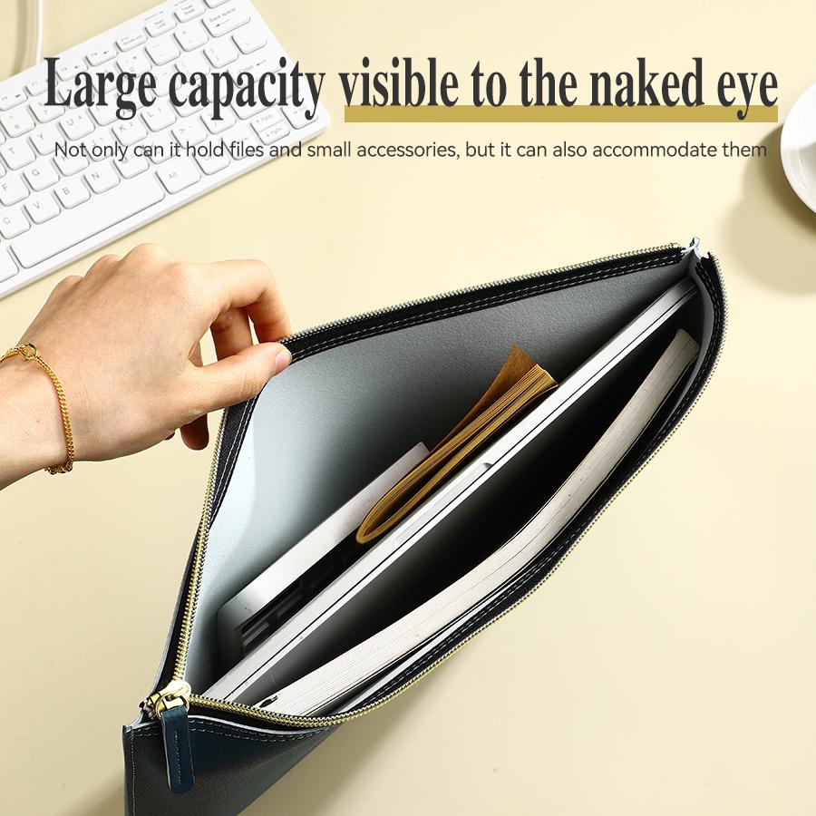 A4 Leather Zipper Bag in Multiple Colors Business Briefcase PU Document Bag for Professional Use