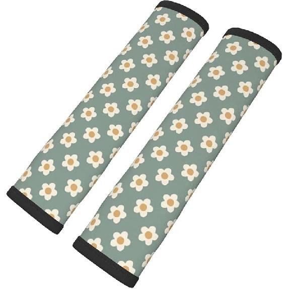 Ferns Sage Green Seat Belt Covers, Soft Comfortable Seatbelt Shoulder Pad 2 PCS Compatible with All Cars, Soft Auto Seat Belt Cover Daisy Sage Green