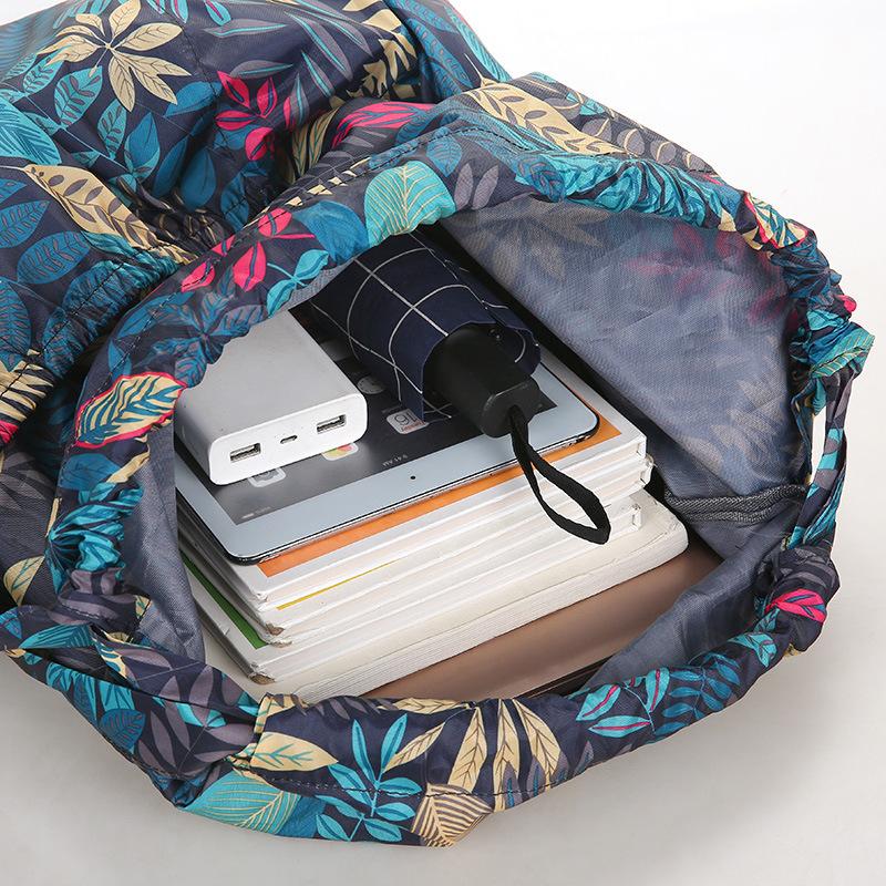 New large-capacity backpack, lightweight bundle drawstring, double backpack, outdoor shopping backpack, folding large schoolbag.