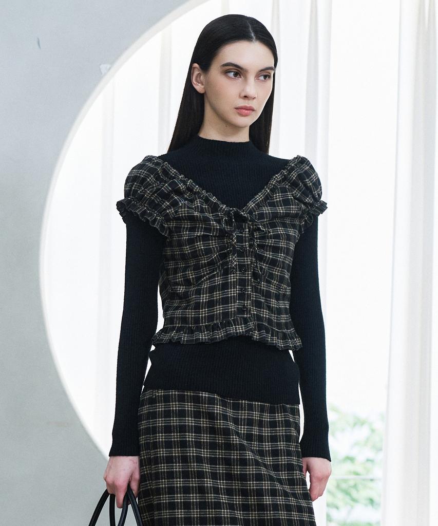 PLUNASTUDIO Classic Check Bustier_Black