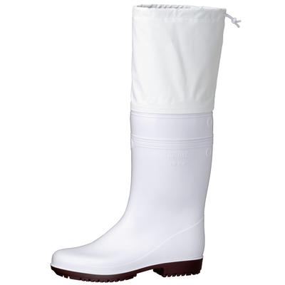 Midori Anzen High Grip Super NHG2000 Work Boots, Oil, Chemical and Slip Resistant PVC Safety Rain Boots with Hood, White, 27.0 Cm