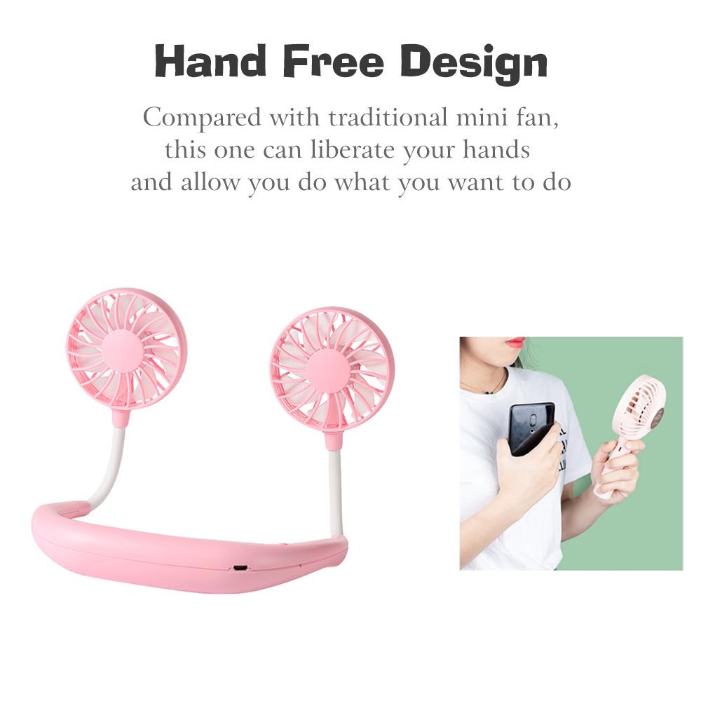 Portable Fan Hand Small Personal Mini USB Fan Rechargeable Neck Fan 3 Speeds for Office Travel Outdoor Camping