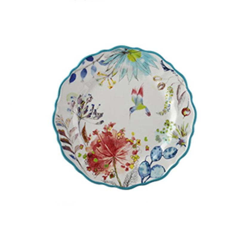 Vintage French Style Ceramic Plate Light Luxury High End Restaurant Salad Plates Home Afternoon Tea Dessert Fruit Flat Plate