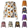 Women's Casual Long Sleeve Single Breasted Halloween Print Caregiver Cardigan Top Lightweight Comfortable Fit