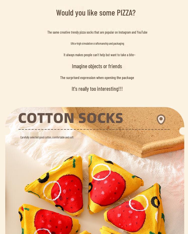 Damen Pizza Socken Geschenkbox - Schweißabsorbierend, geruchsresistent, reine Baumwolle, mittelhoch für Halloween, Weihnachten & mehr