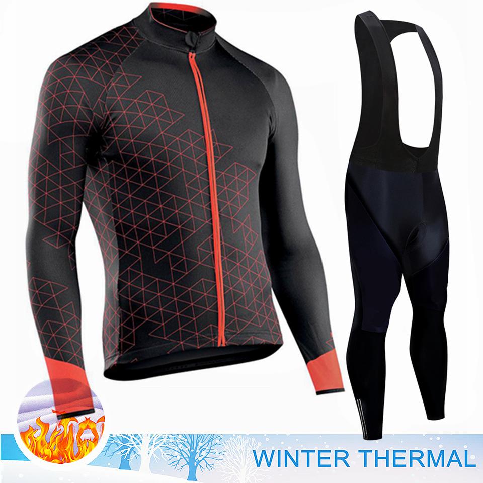 2025 Pro Team Winter Thermal Fleece Cycling Jersey Set Long Sleeve Bicycle Clothing Mtb Bike Wear Maillot Ropa Ciclismo Cycling