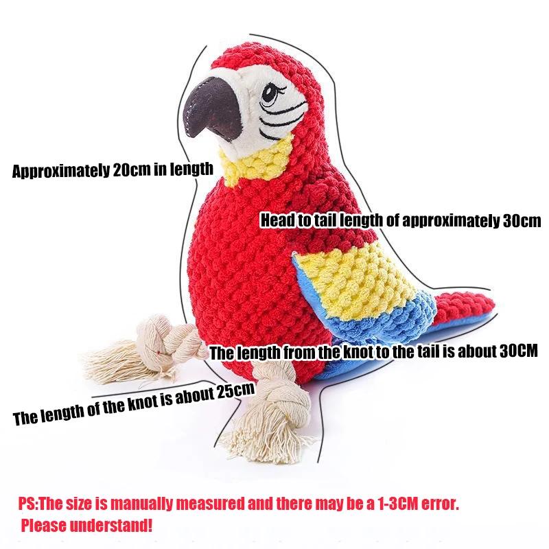 

Squeaky Indestructible Plush Parrot Dog Toy for Aggressive Chewers Large Medium Small Dogs Tough Stuffing Free Durable Chew XS