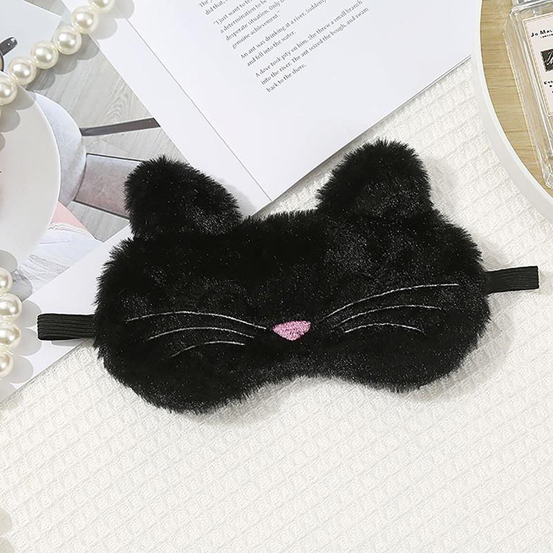 1Pc Cute Cartoon Cat Plush Sleeping Eye Mask Comfortable Sleep Mask Sleep Aid Traveing Home Shading Light Eye Cover Eyeshade