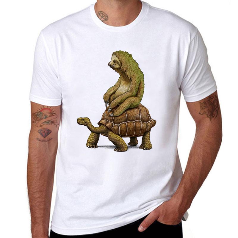 Usa Zootopia Tortoise Sloth Design Tshirt Mens Short Sleeve Funny Shirts Tops