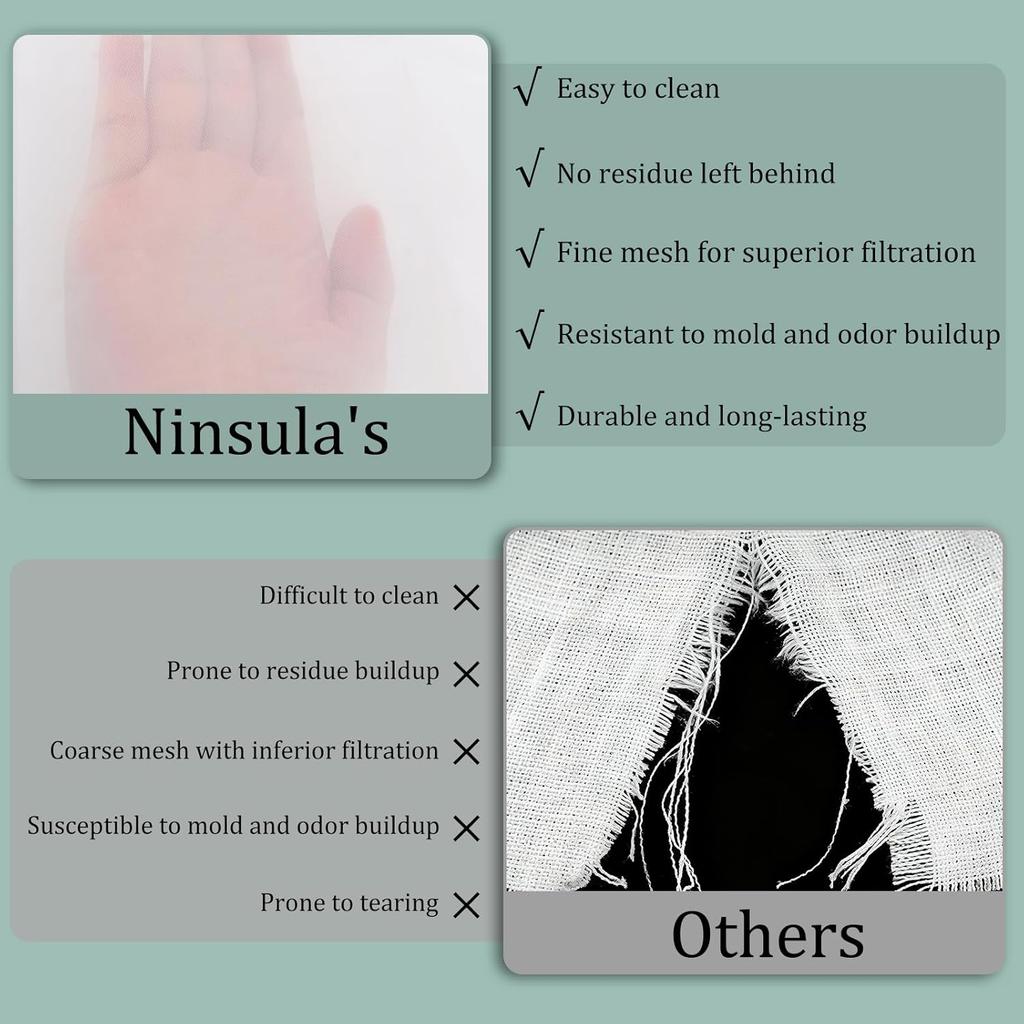 4PCS Nut Milk Bag, Food Grade Nylon Cheese Cloth Bag, Straining Reble Fine Mesh Strainer for Tea, Yogurt, Juice, Cheese, Soup, Herbs, Vegetable Juice