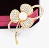 Korean Style Rhinestone Pearl Flower Brooch Pin - Women's Clothing Accessory