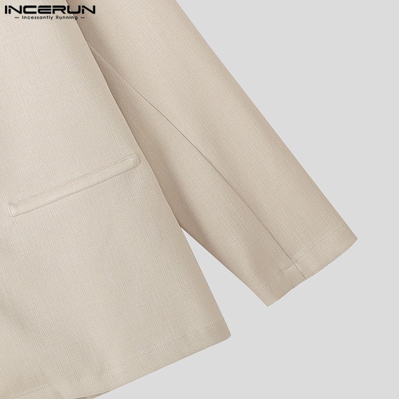 INCERUN Oversized Men Lapel Neck Long Sleeve Side Lace-up Casual Loose Thin Blazer Coats