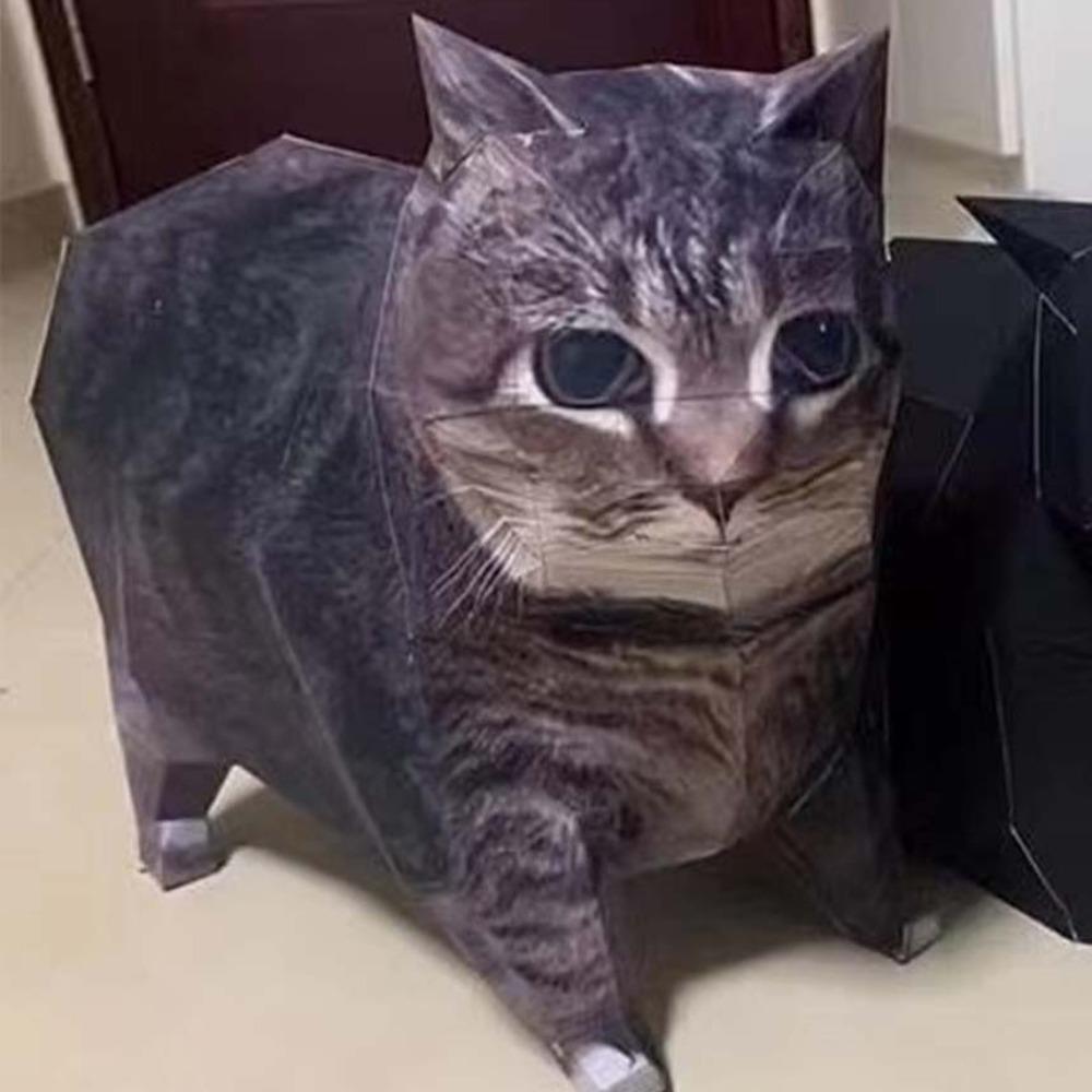Rotating Cat 3D Folding Paper Cat Home Decoration Kitten Paper Model Cat Paper Model For Children